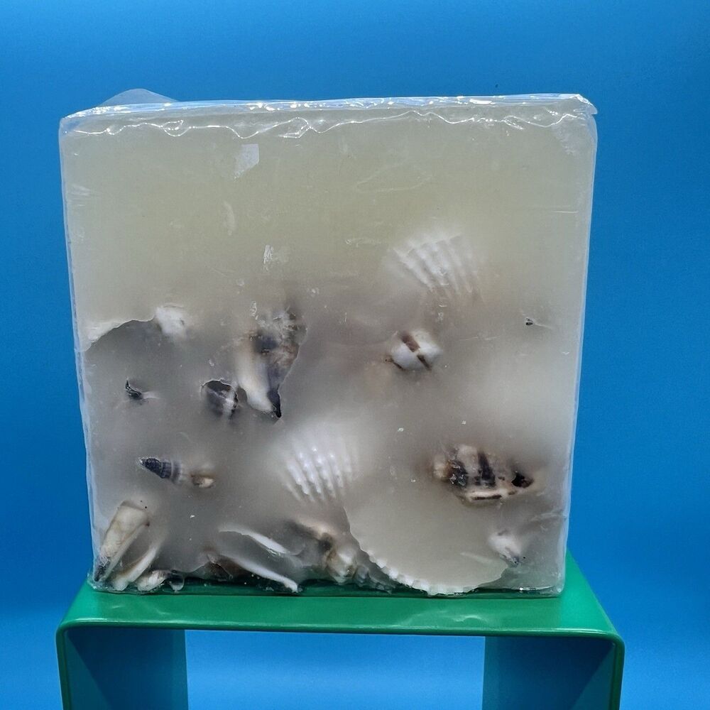 Vintage Sea Shell Pillar Candle Embedded Shells Norstrom at home ivory 4"